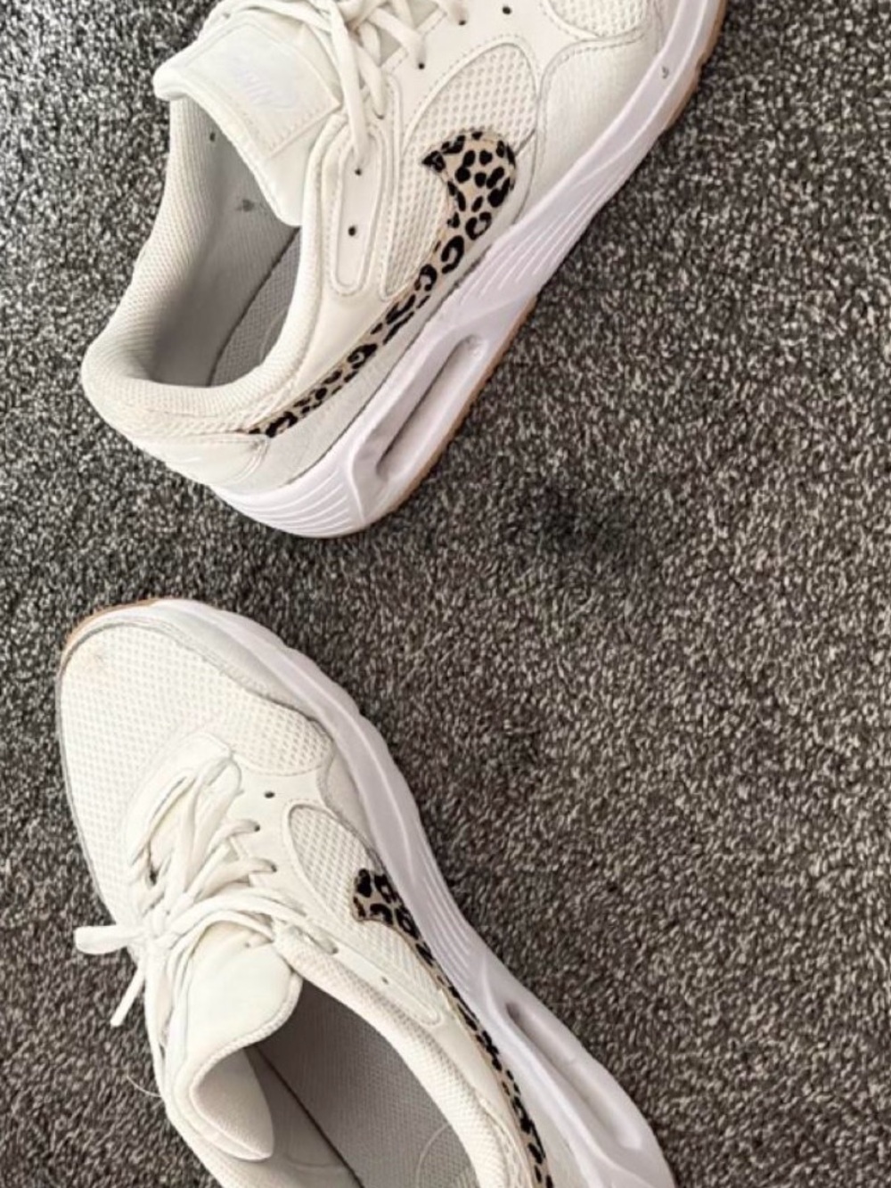 Nike White Women's Athletic Sneakers with Leopard Swoosh